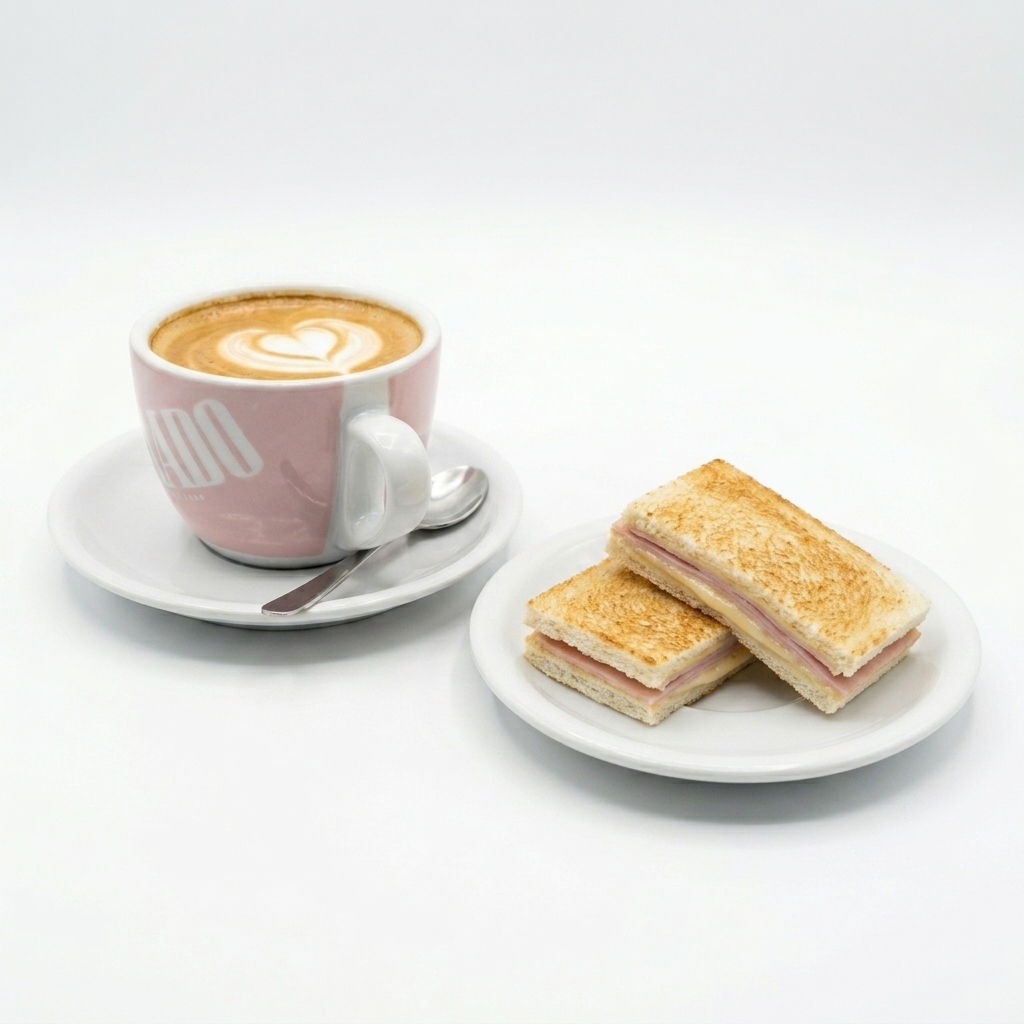 Café con leche y tostado